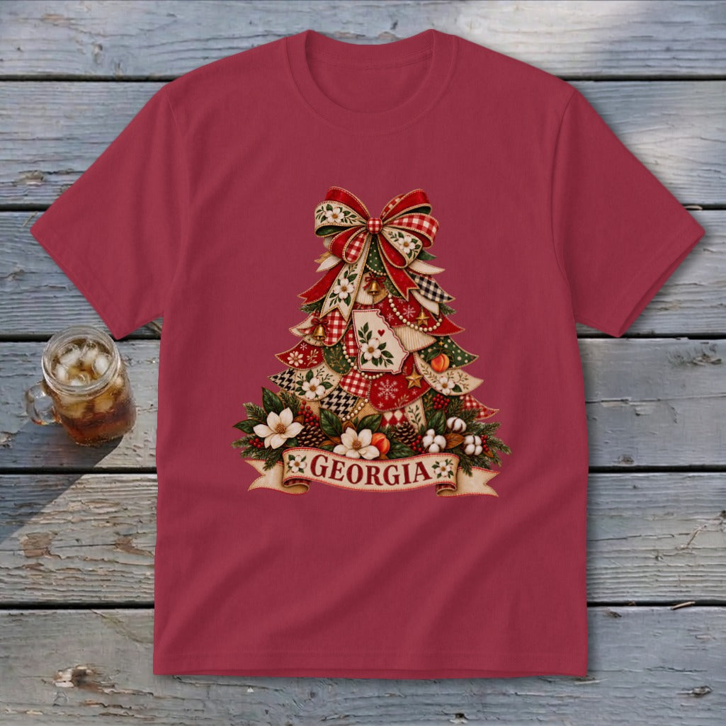 Georgia Faux Patchwork Christmas Tree Youth Tee