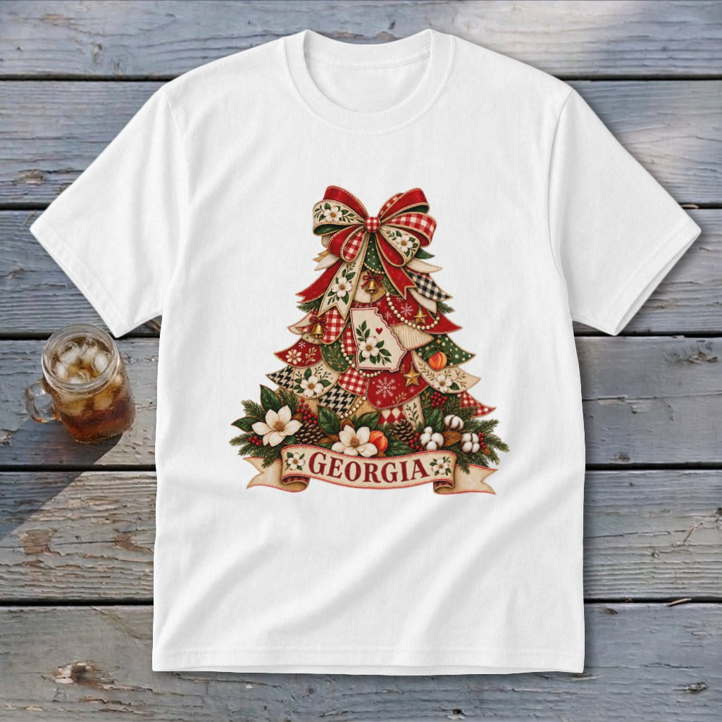 Georgia Faux Patchwork Christmas Tree Youth Tee