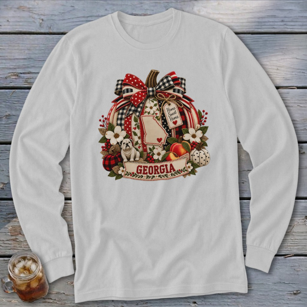 Georgia Faux Patchwork Pumpkin Long Sleeve Tee
