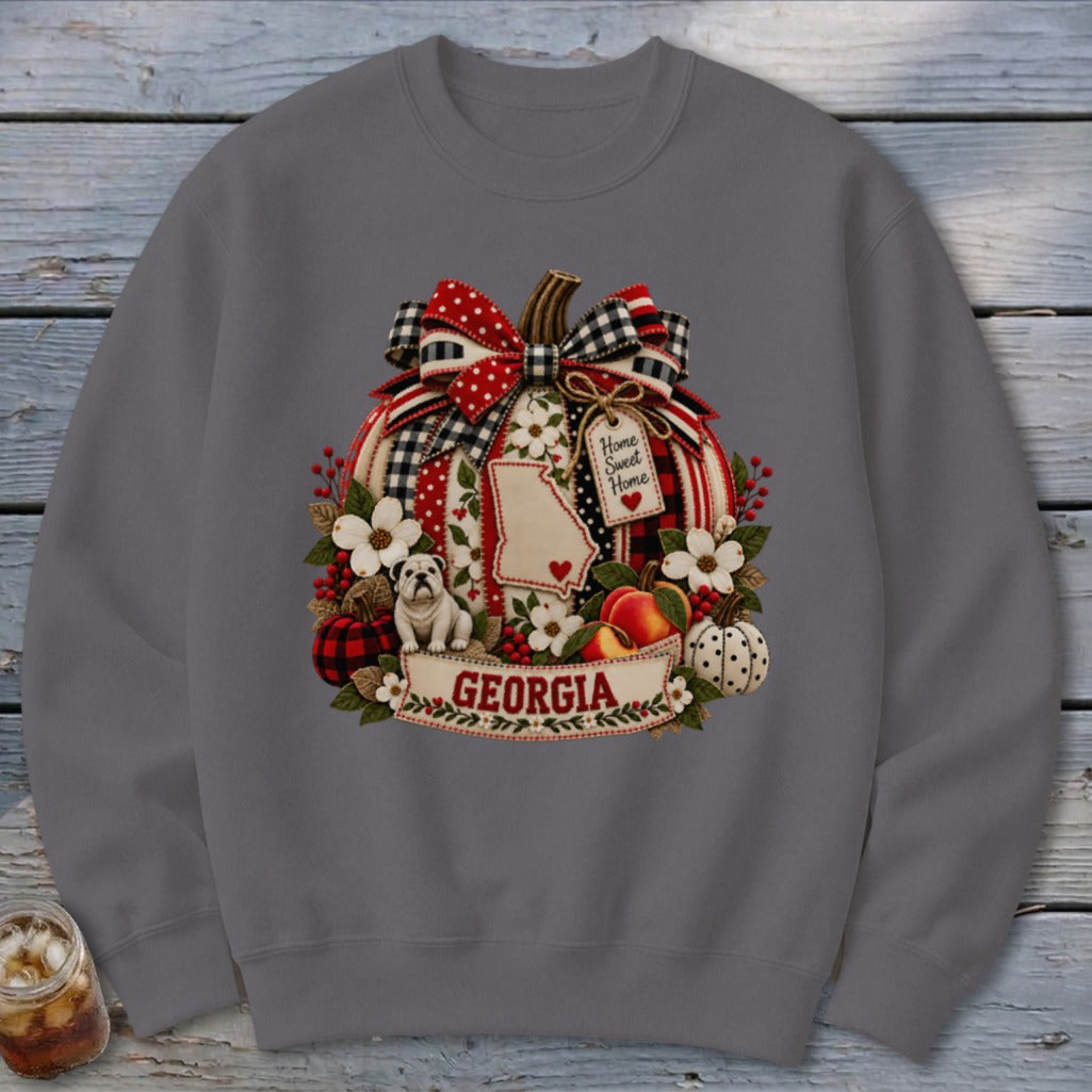 Georgia Faux Patchwork Pumpkin Sweatshirt
