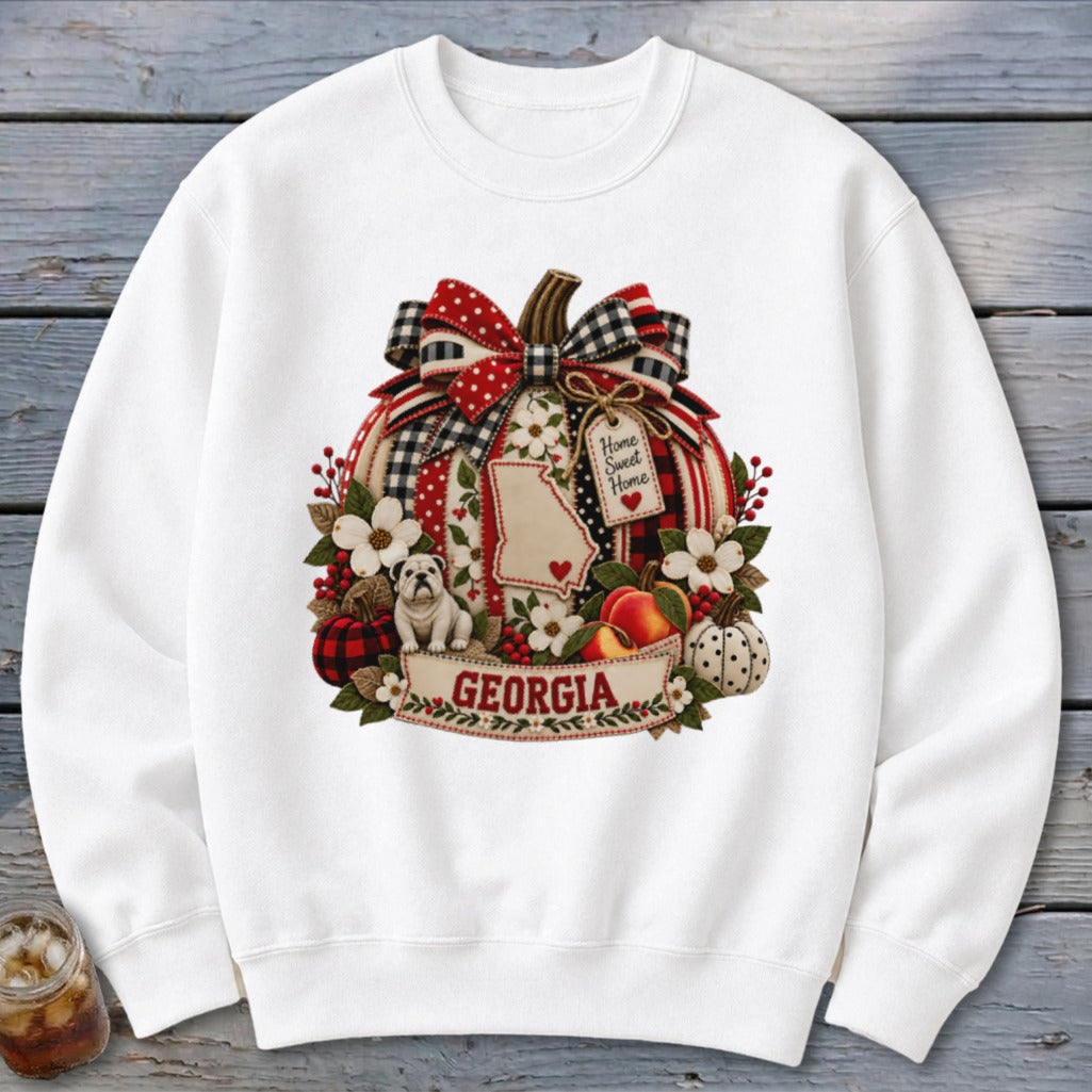 Georgia Faux Patchwork Pumpkin Sweatshirt