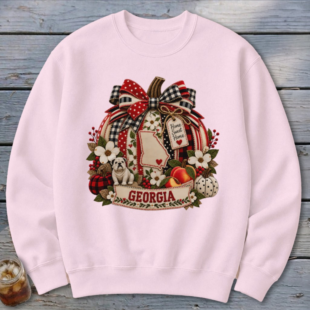 Georgia Faux Patchwork Pumpkin Sweatshirt