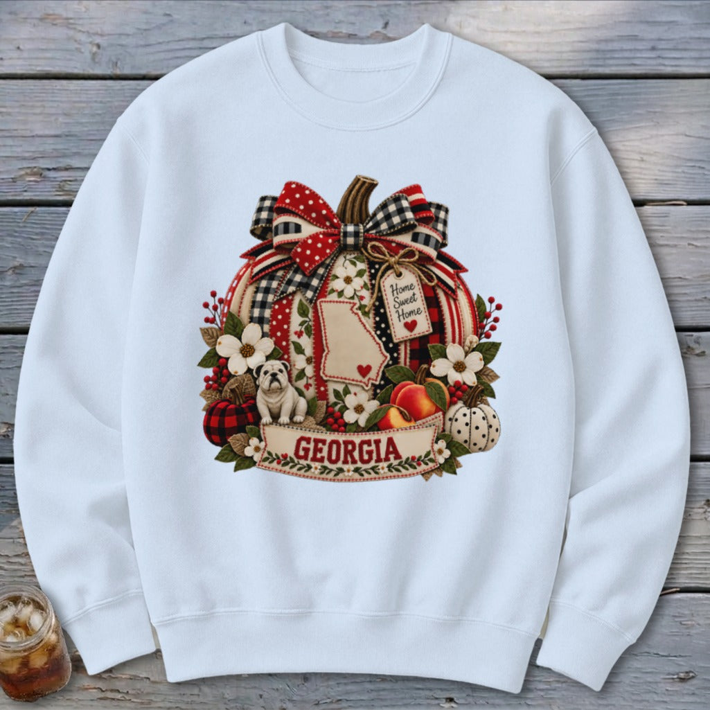 Georgia Faux Patchwork Pumpkin Sweatshirt