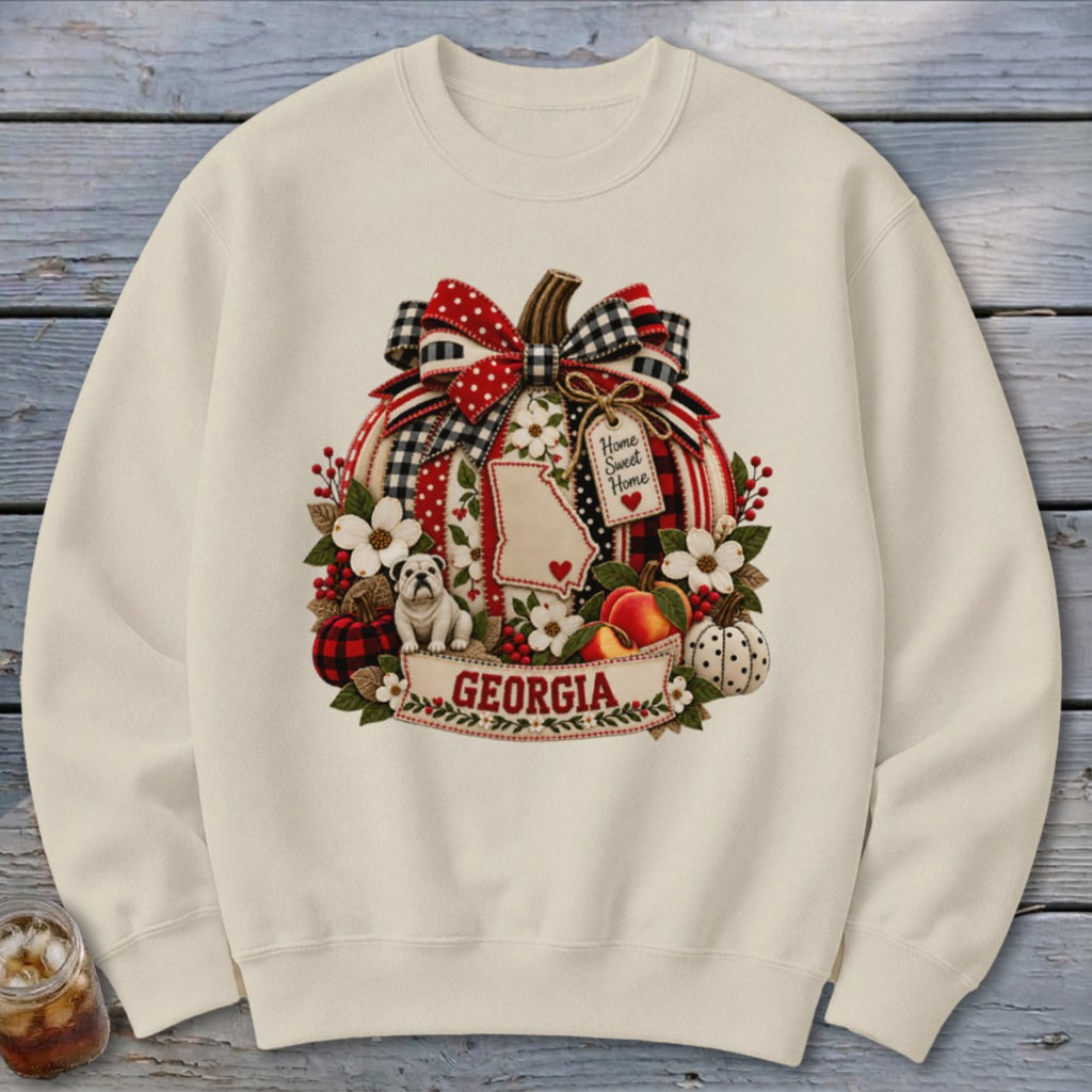 Georgia Faux Patchwork Pumpkin Sweatshirt