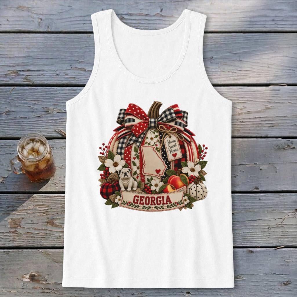 Georgia Faux Patchwork Pumpkin Tank Top