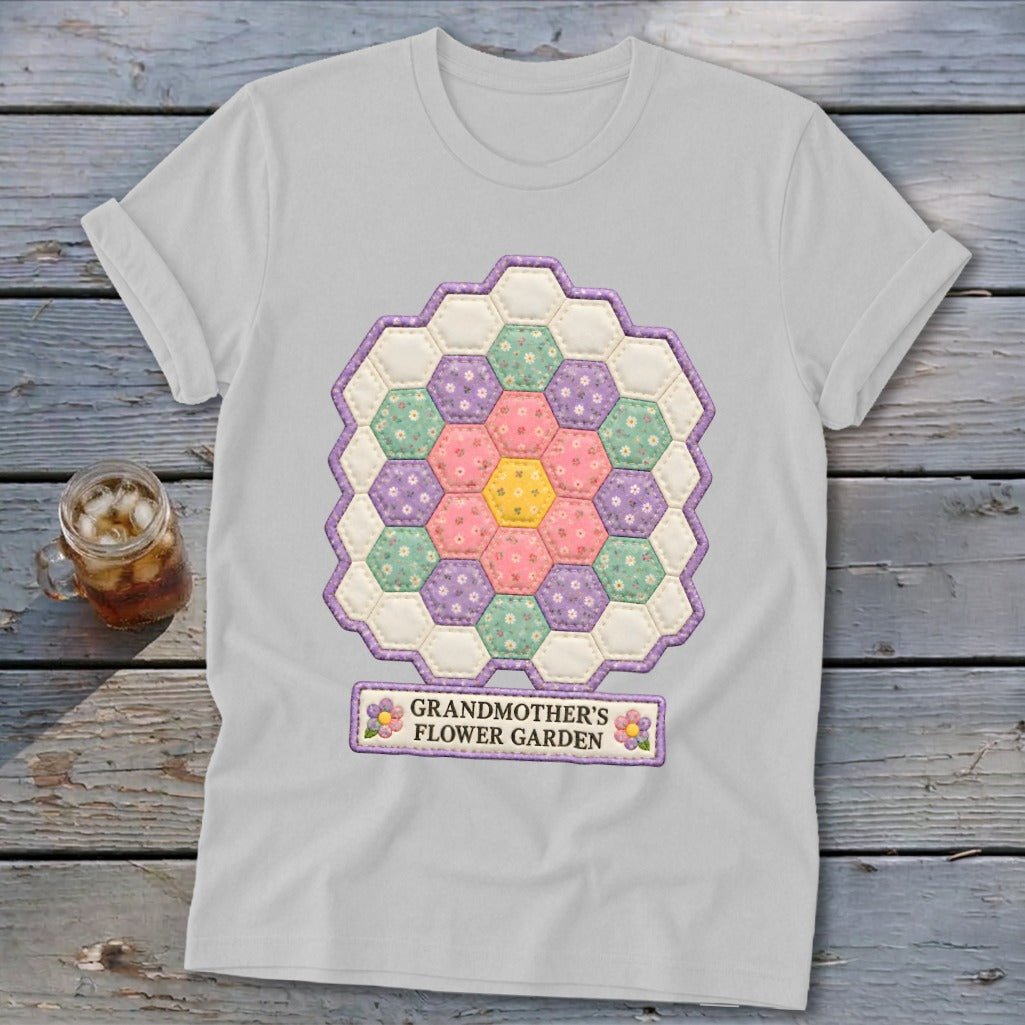 Grandmother's Flower Garden Faux Quilt Block Softstyle Tee