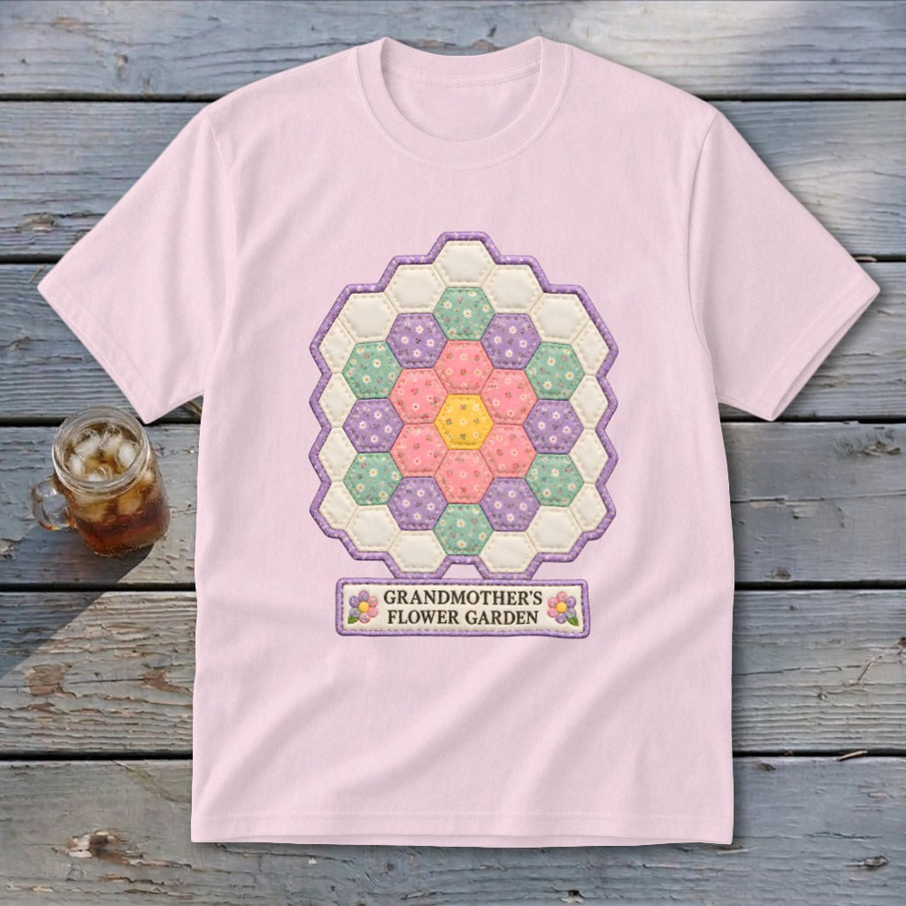 Grandmother's Flower Garden Faux Quilt Block Youth Tee