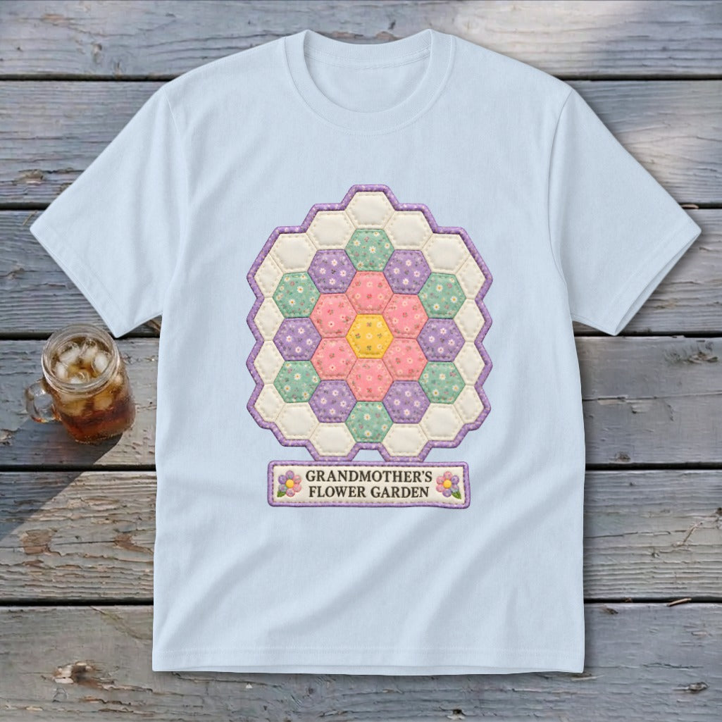 Grandmother's Flower Garden Faux Quilt Block Youth Tee