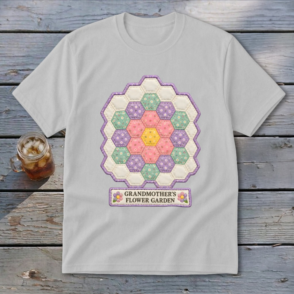 Grandmother's Flower Garden Faux Quilt Block Youth Tee