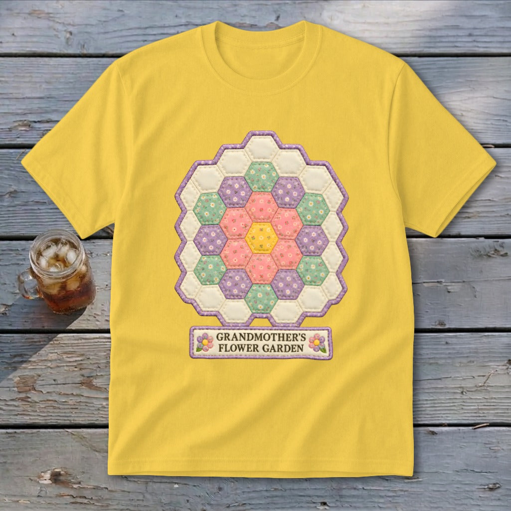 Grandmother's Flower Garden Faux Quilt Block Youth Tee