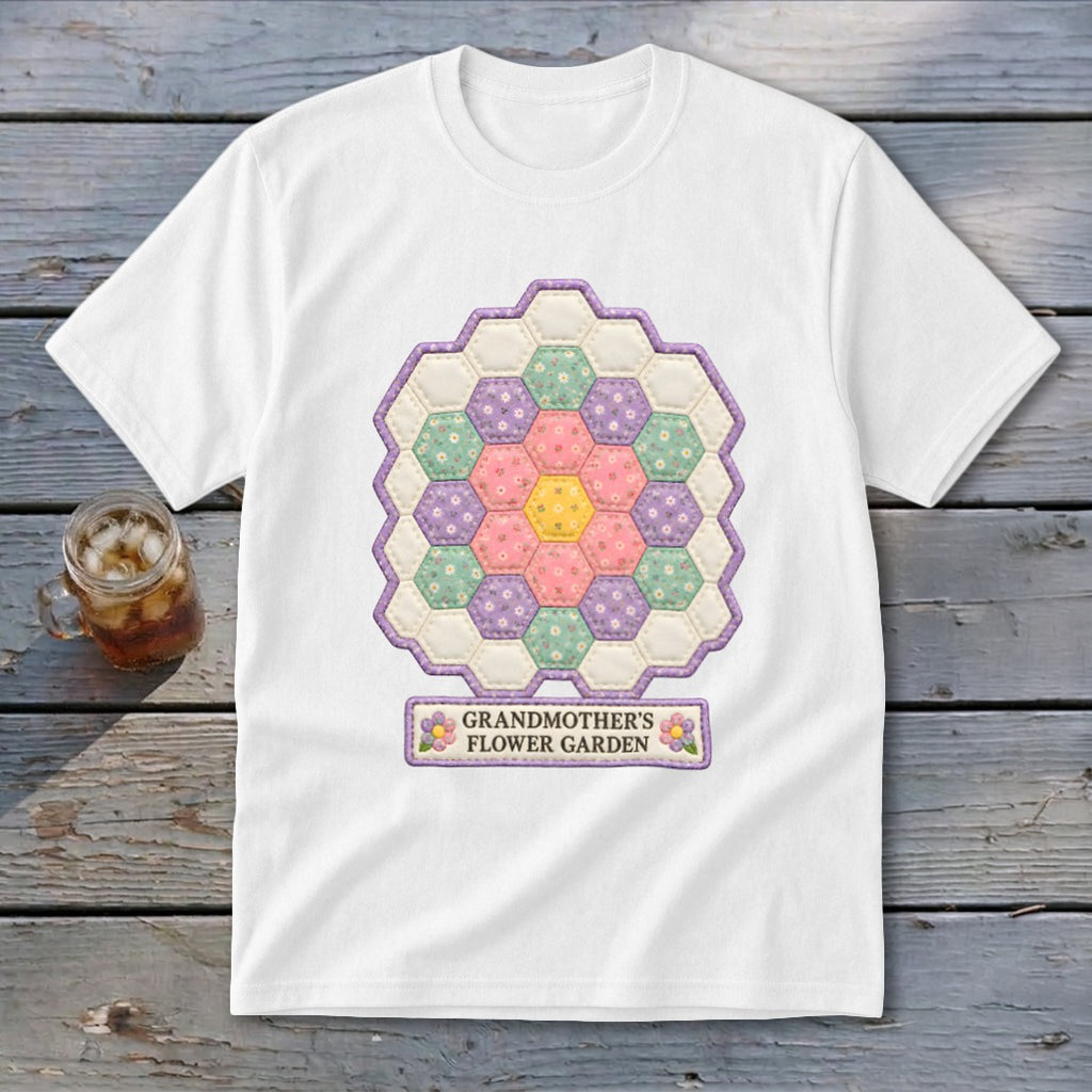 Grandmother's Flower Garden Faux Quilt Block Youth Tee
