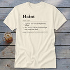 Cream t-shirt with "Haint" dictionary definition including two meanings and usage.