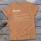 Orange t-shirt with "Haint" definition and usage example.