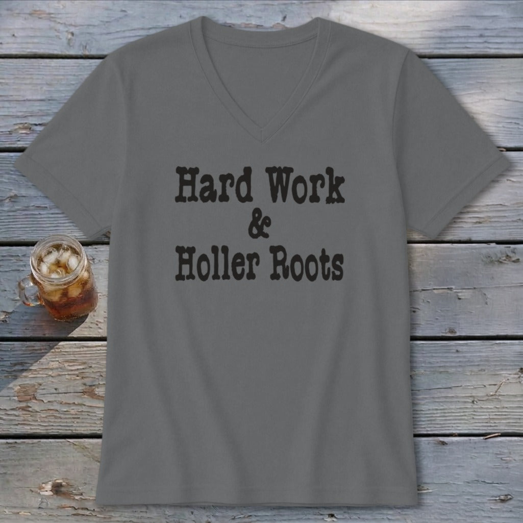 Hard Work & Holler Roots V-neck