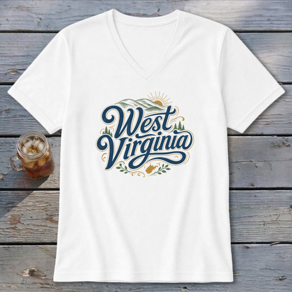 Heritage Script West Virginia V-neck