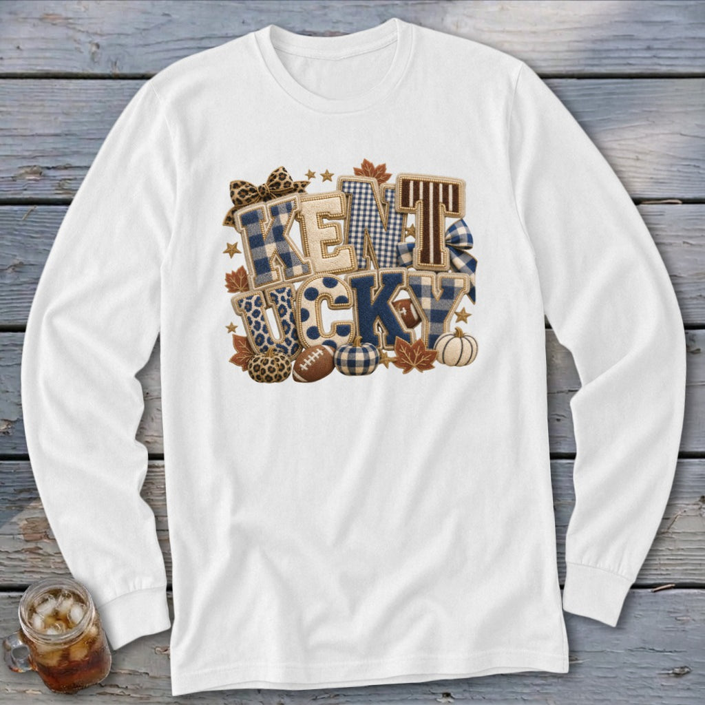 Kentucky Faux Chenille Fall Patch Long Sleeve Tee
