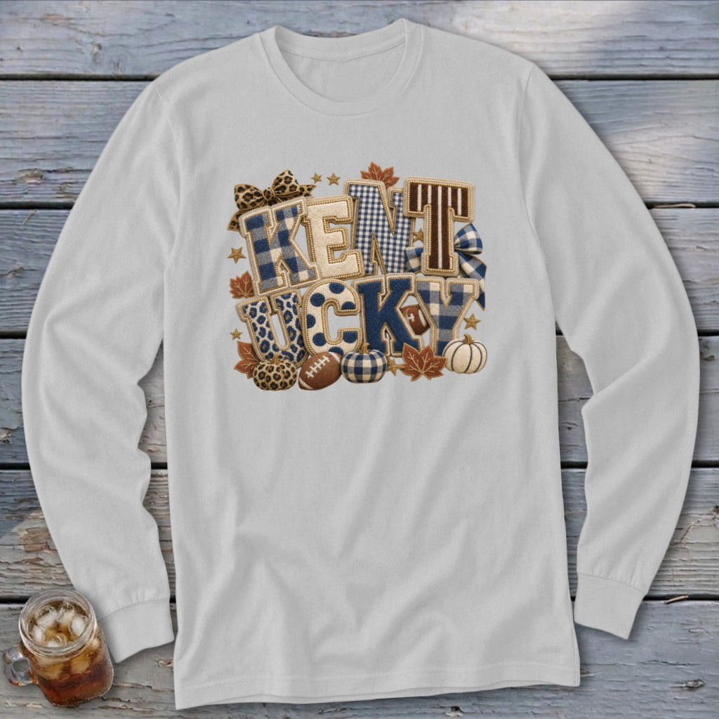 Kentucky Faux Chenille Fall Patch Long Sleeve Tee