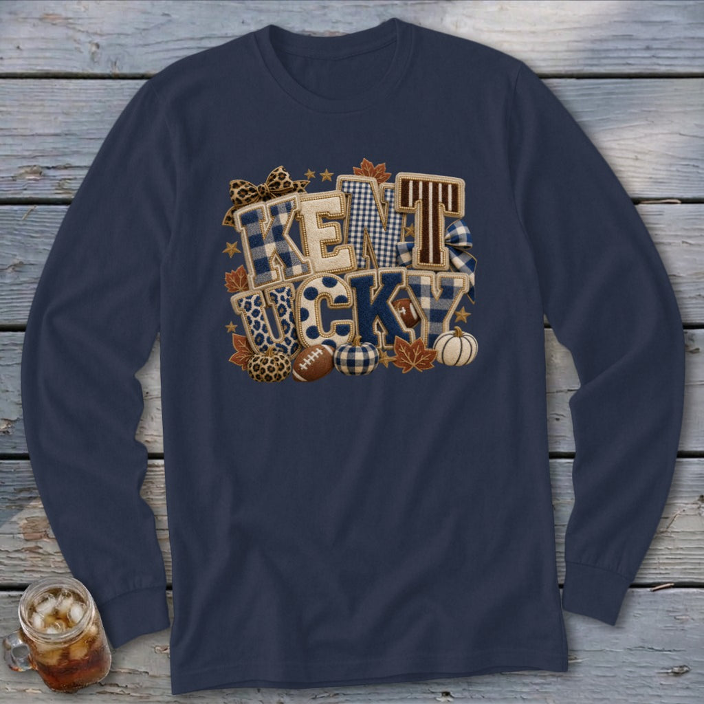 Kentucky Faux Chenille Fall Patch Long Sleeve Tee