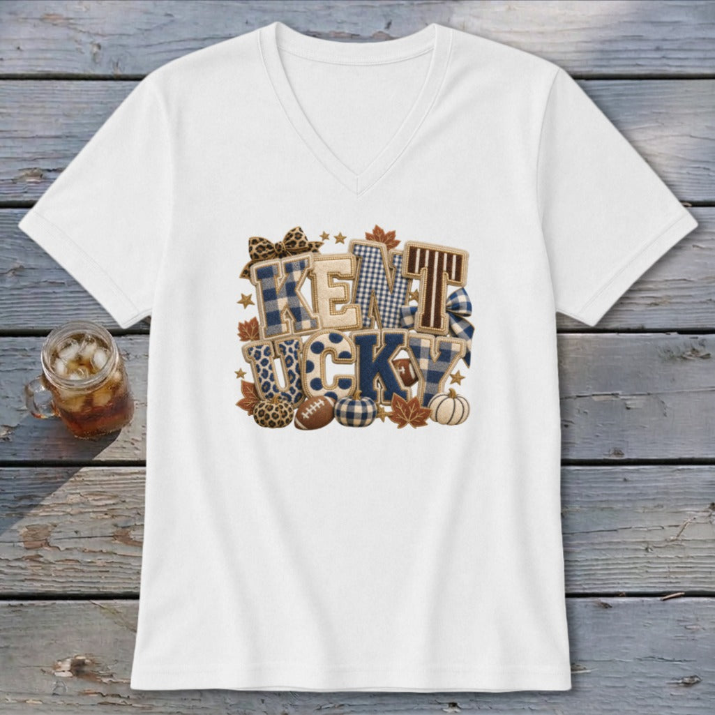 Kentucky Faux Chenille Fall Patch V-neck