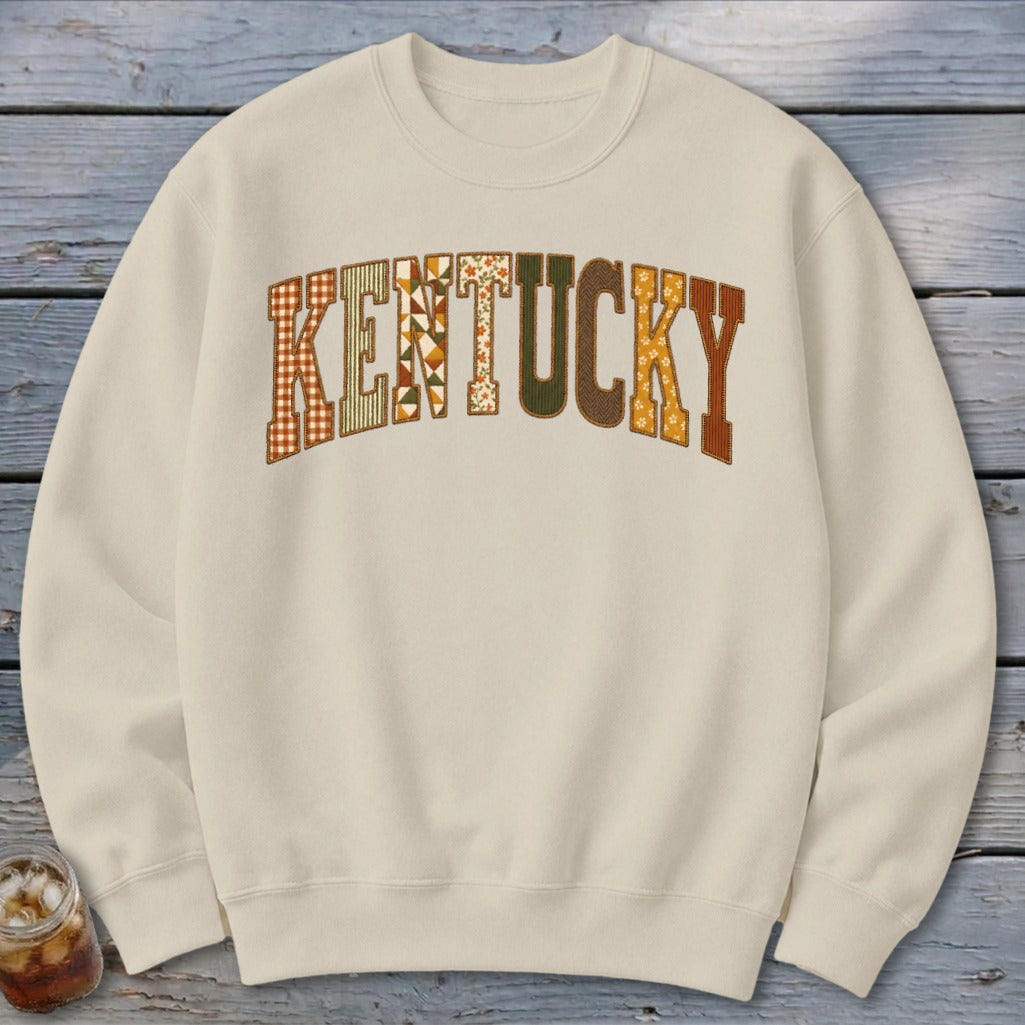 Kentucky Faux Embroidery Letters Sweatshirt