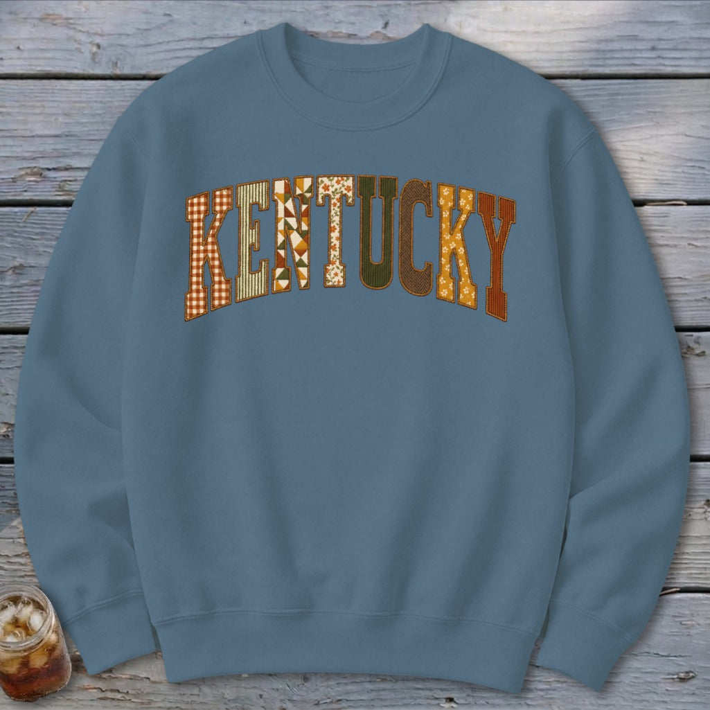 Kentucky Faux Embroidery Letters Sweatshirt
