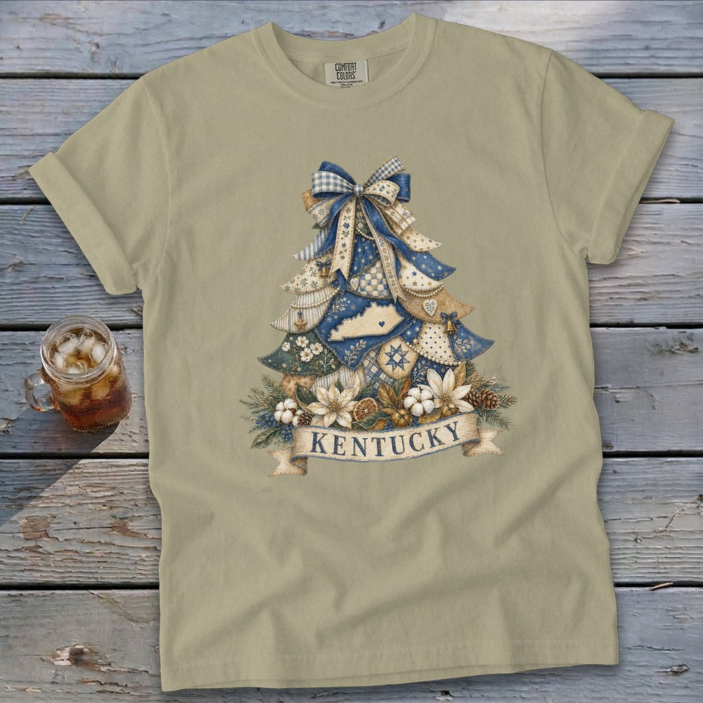 Kentucky Faux Patchwork Christmas Tree Signature Tee