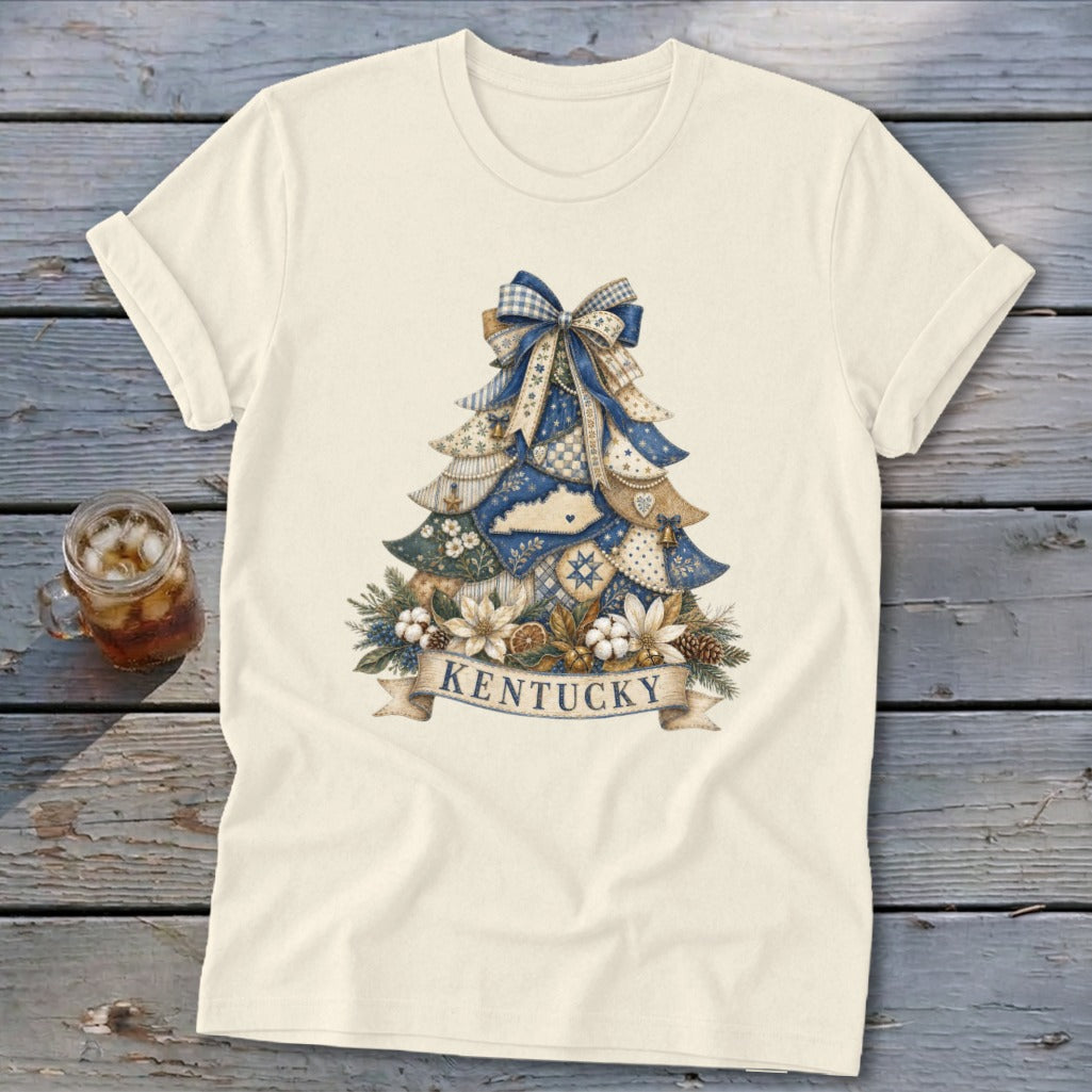 Kentucky Faux Patchwork Christmas Tree Softstyle Tee