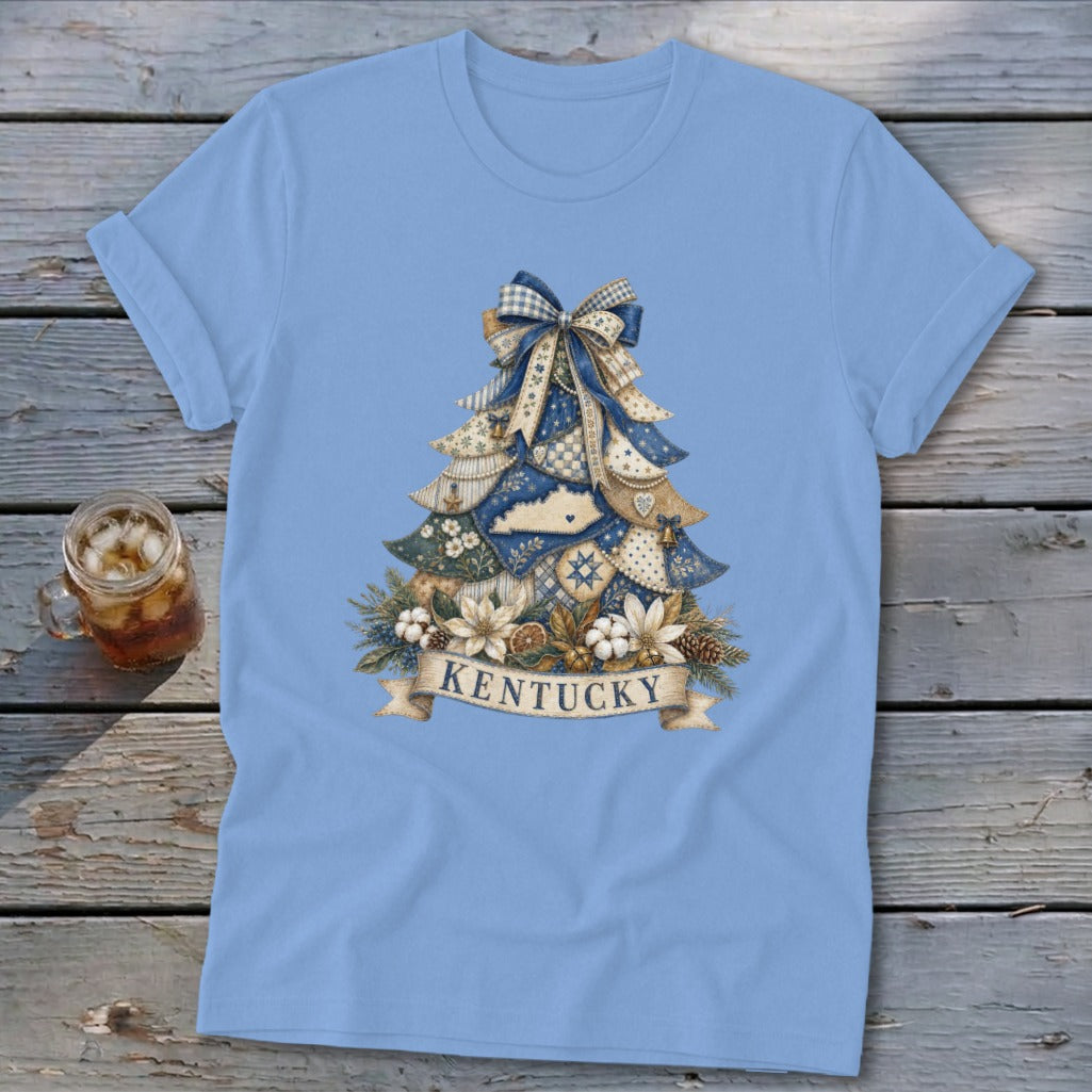 Kentucky Faux Patchwork Christmas Tree Softstyle Tee