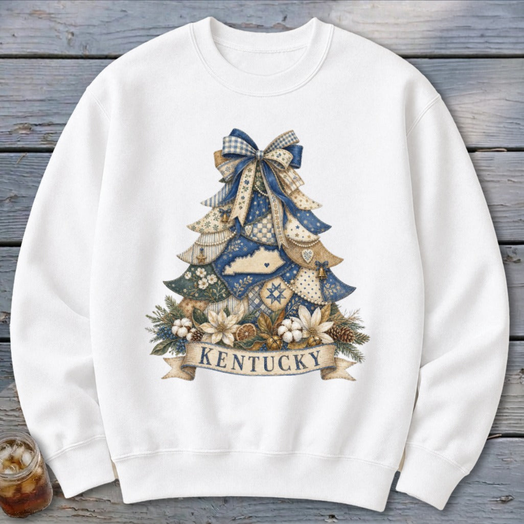 Kentucky Faux Patchwork Christmas Tree Sweatshirt