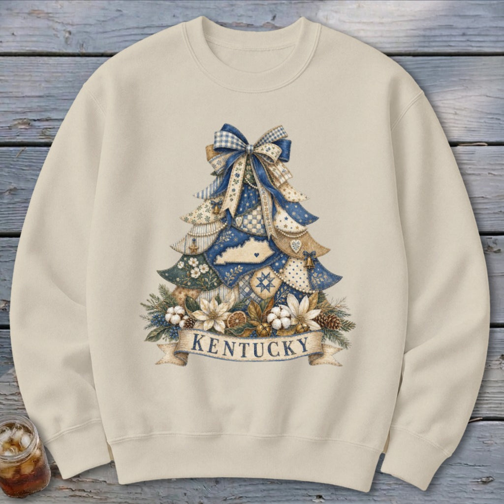 Kentucky Faux Patchwork Christmas Tree Sweatshirt