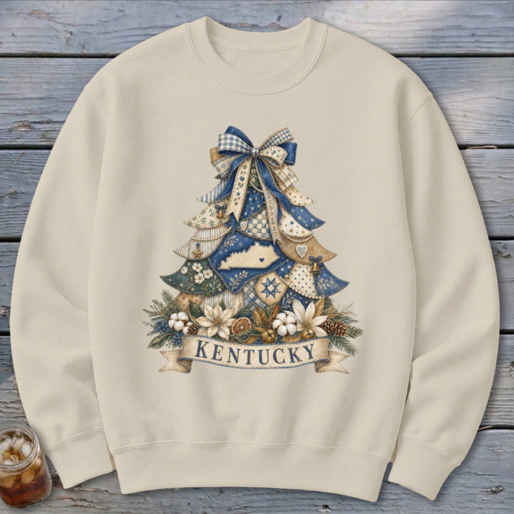 Kentucky Faux Patchwork Christmas Tree Sweatshirt