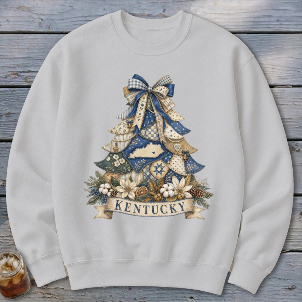 Kentucky Faux Patchwork Christmas Tree Sweatshirt