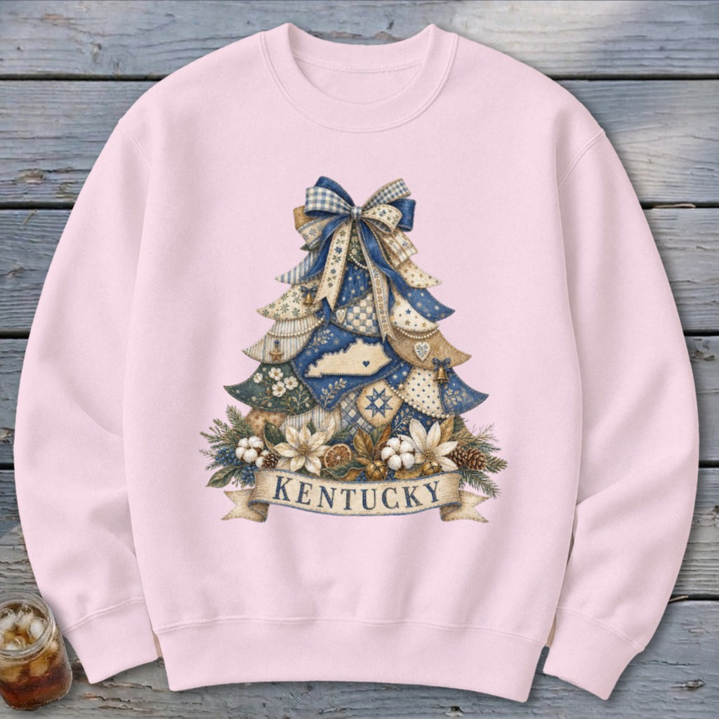 Kentucky Faux Patchwork Christmas Tree Sweatshirt