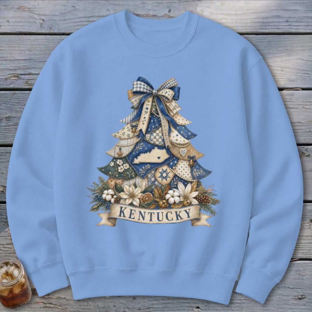 Kentucky Faux Patchwork Christmas Tree Sweatshirt