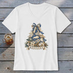 Kentucky Faux Patchwork Christmas Tree V-neck