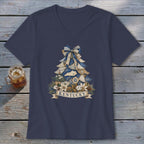 Kentucky Faux Patchwork Christmas Tree V-neck