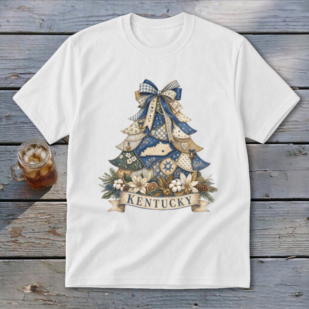 Kentucky Faux Patchwork Christmas Tree Youth Tee