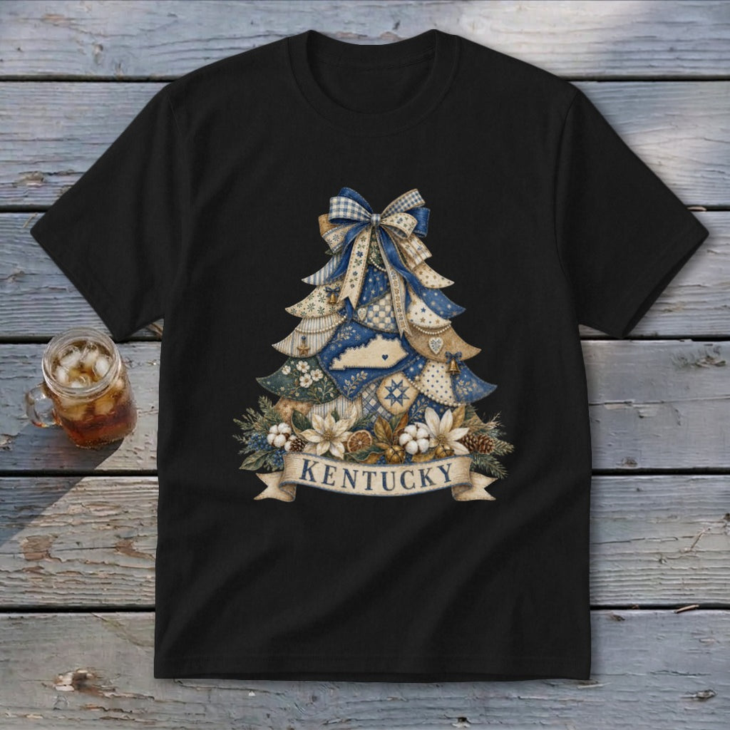Kentucky Faux Patchwork Christmas Tree Youth Tee
