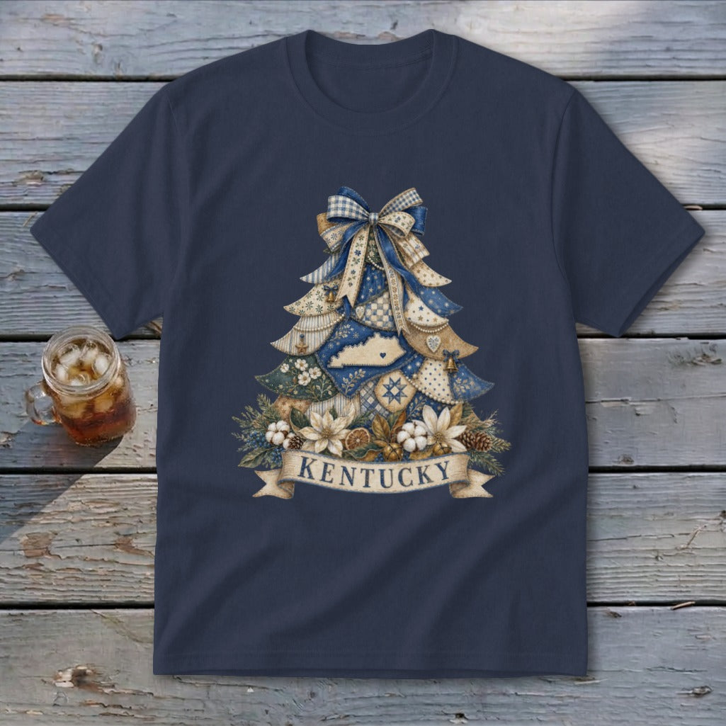 Kentucky Faux Patchwork Christmas Tree Youth Tee