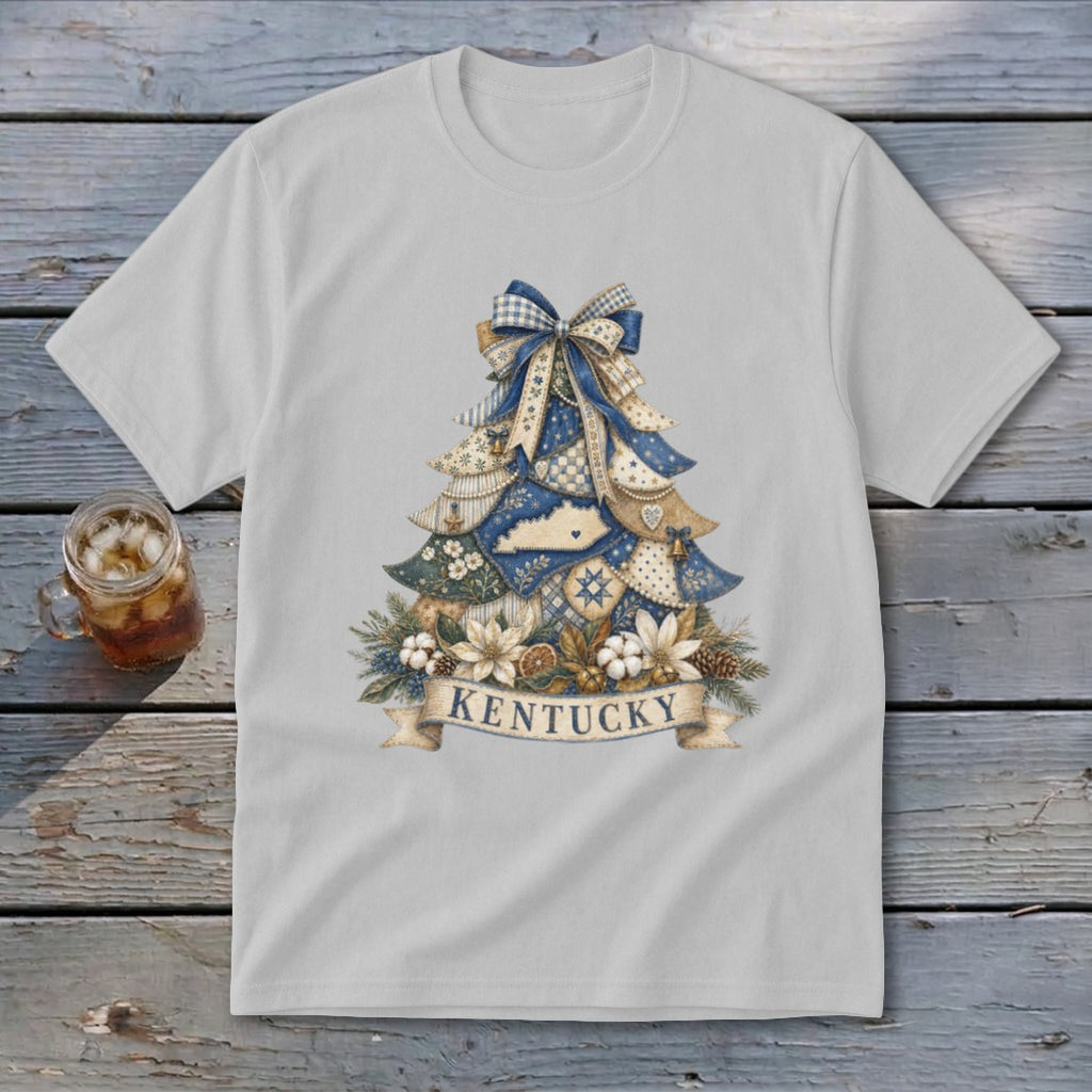Kentucky Faux Patchwork Christmas Tree Youth Tee