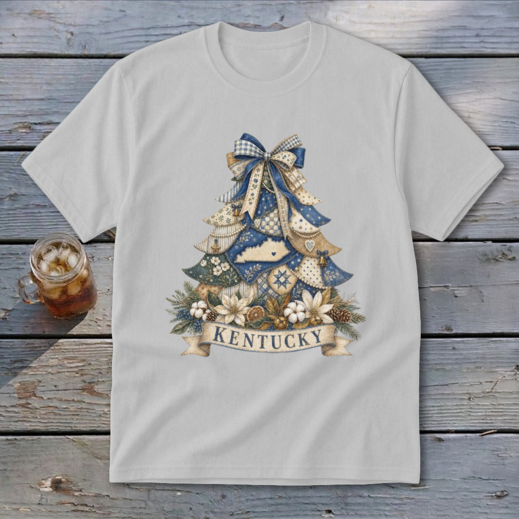 Kentucky Faux Patchwork Christmas Tree Youth Tee