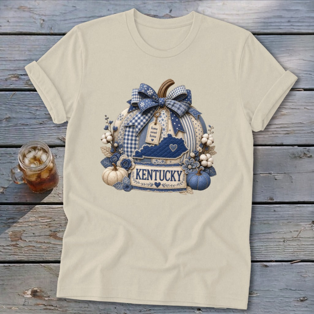 Kentucky Faux Patchwork Pumpkin Softstyle Tee