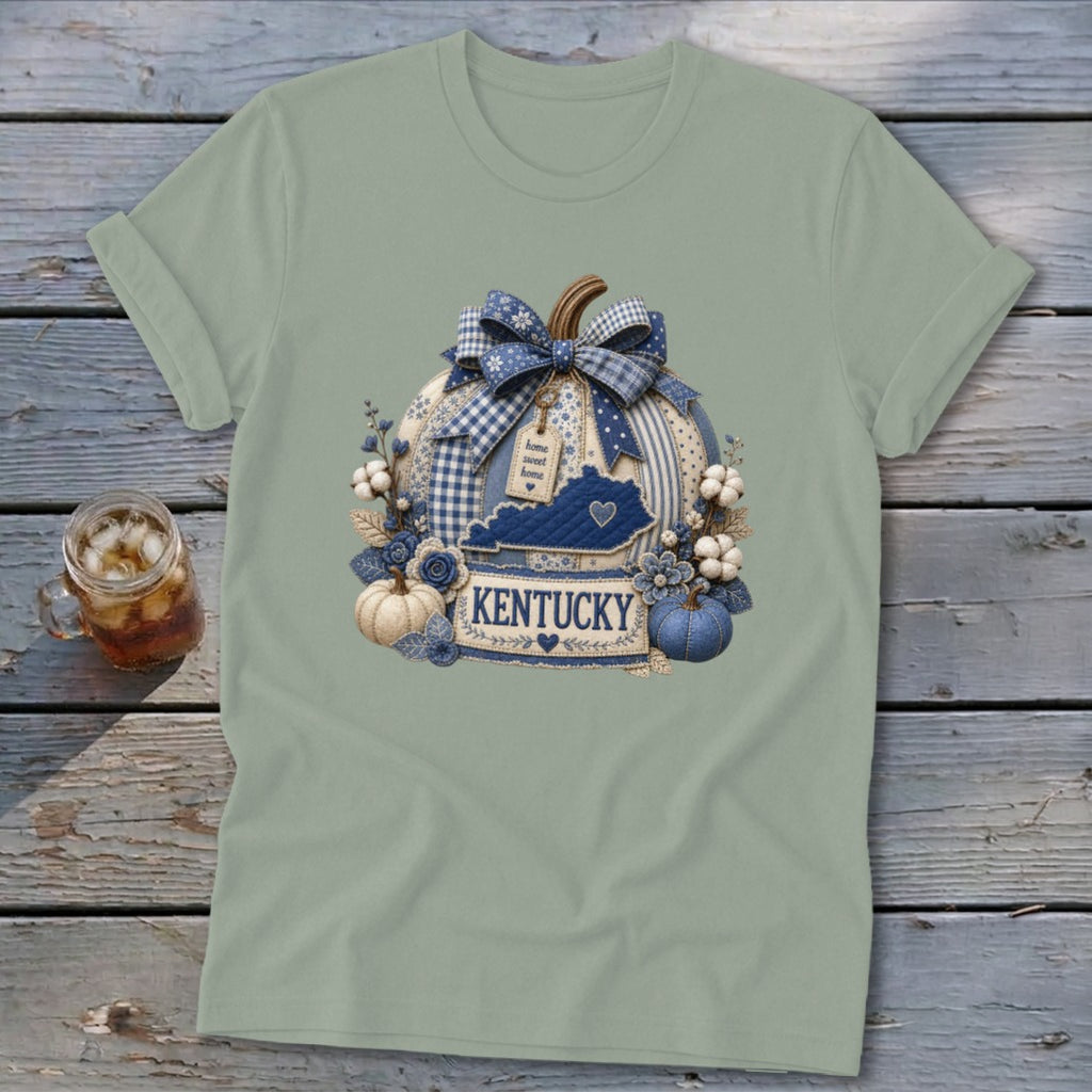 Kentucky Faux Patchwork Pumpkin Softstyle Tee