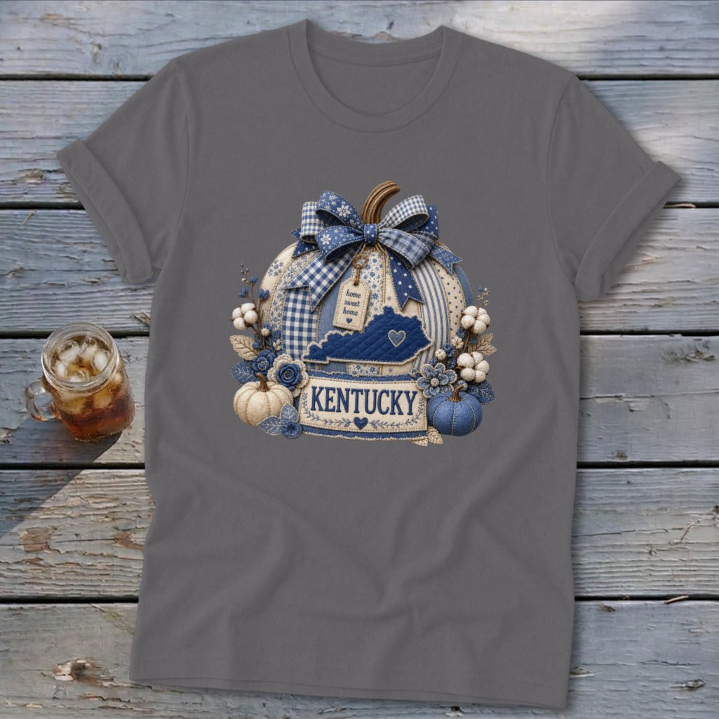 Kentucky Faux Patchwork Pumpkin Softstyle Tee