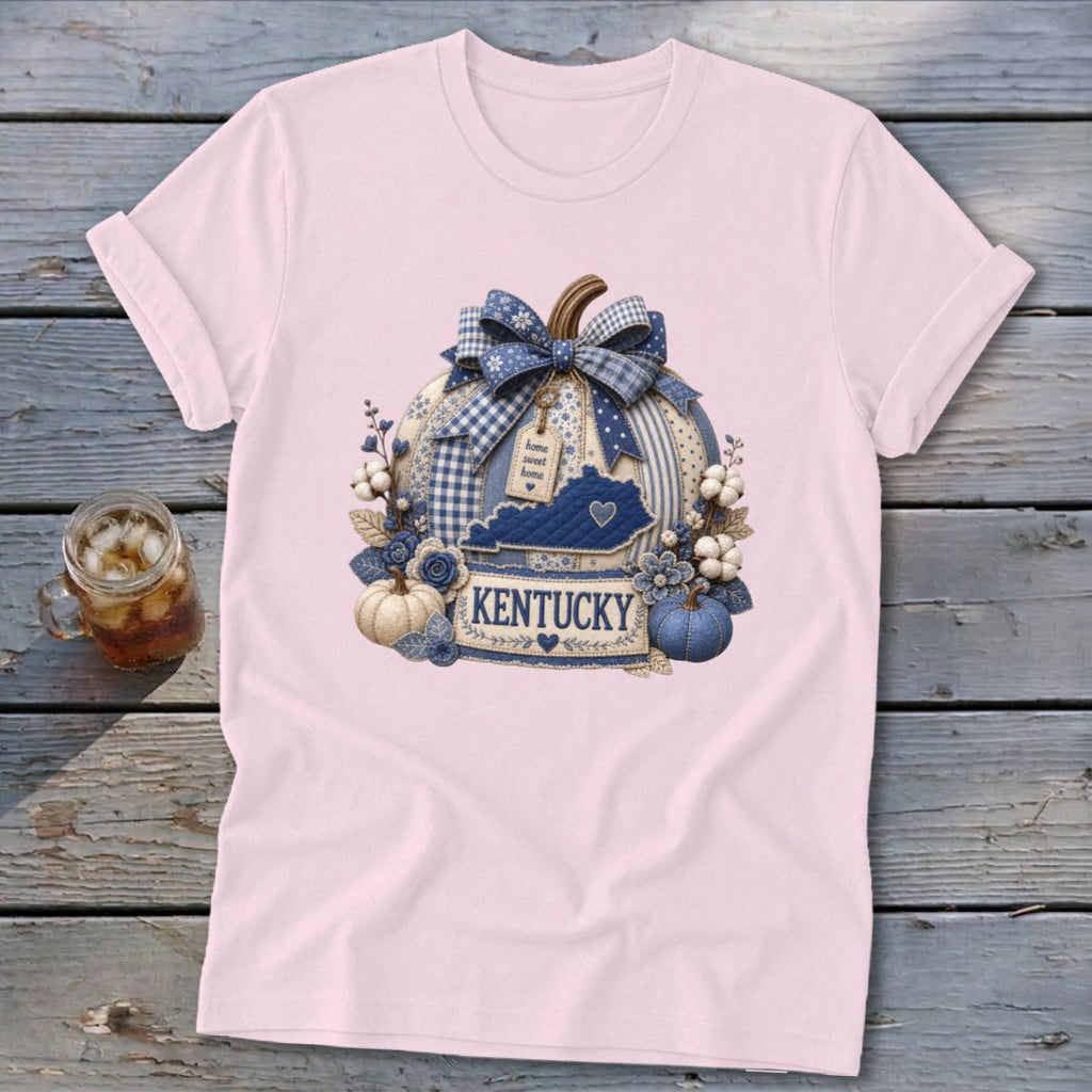 Kentucky Faux Patchwork Pumpkin Softstyle Tee