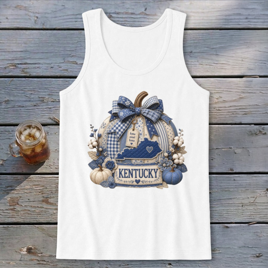 Kentucky Faux Patchwork Pumpkin Tank Top