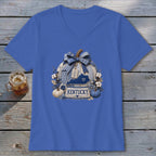 Kentucky Faux Patchwork Pumpkin V-neck