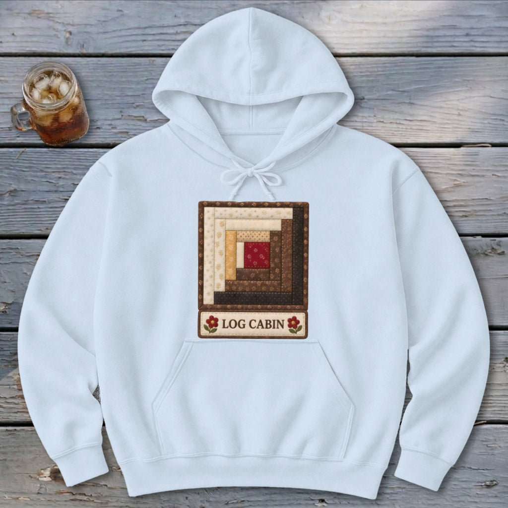 Log Cabin Faux Quilt Block Hoodie