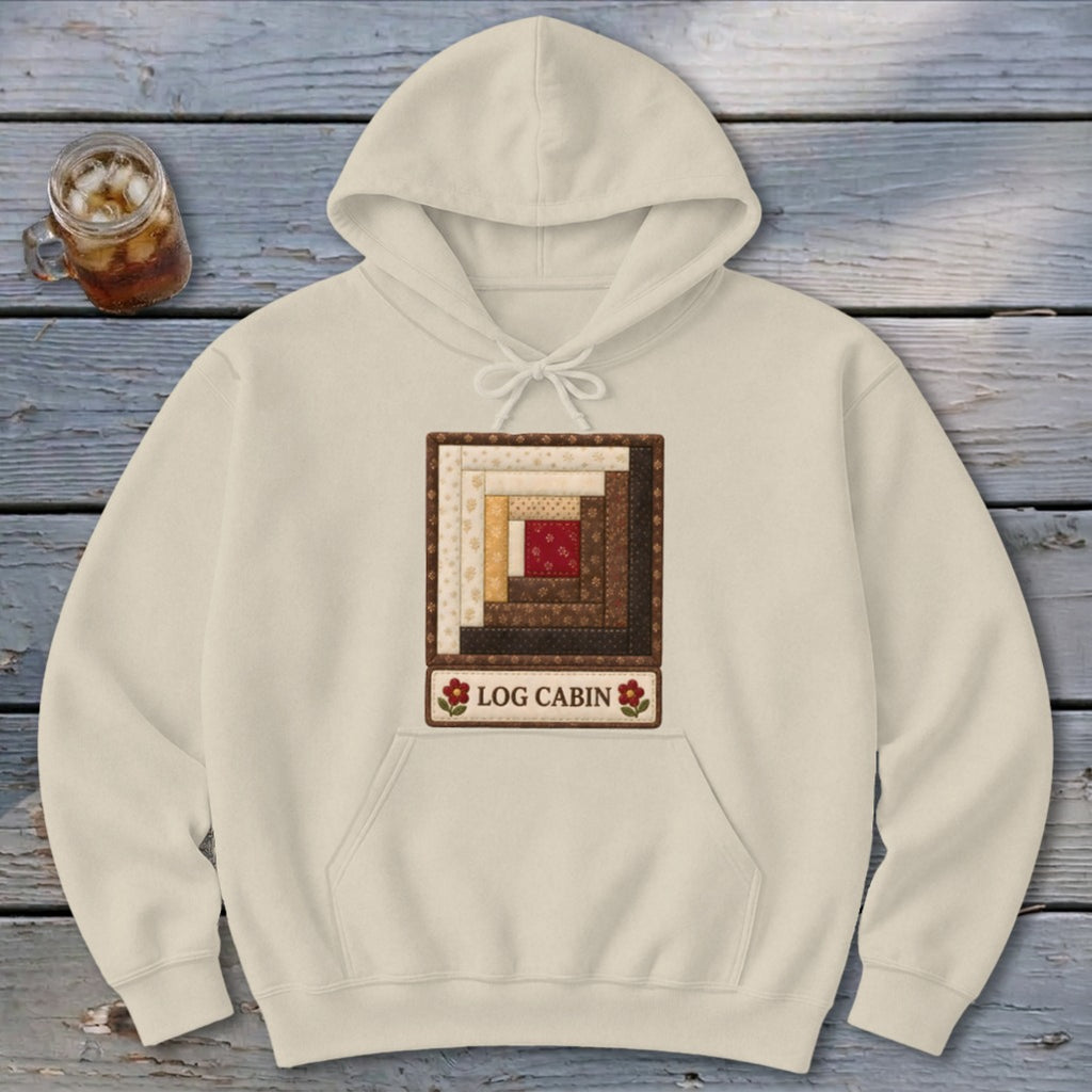 Log Cabin Faux Quilt Block Hoodie
