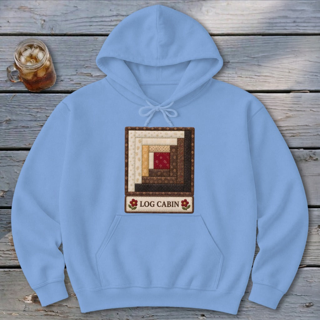 Log Cabin Faux Quilt Block Hoodie